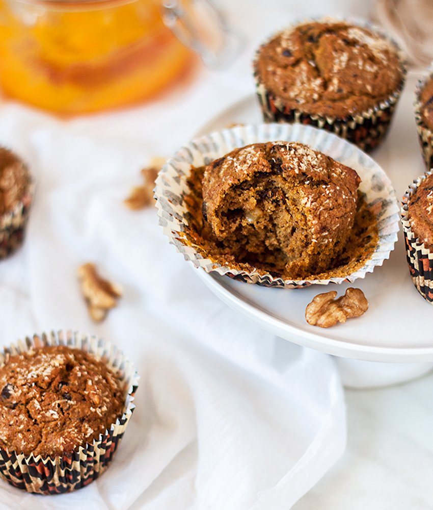 Zagriženi muffin s bundevom na tanjuru