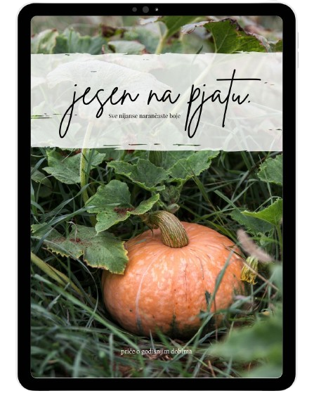 Naslovnica e-knjižice "Jesen na pjatu" prikazana na tabletu